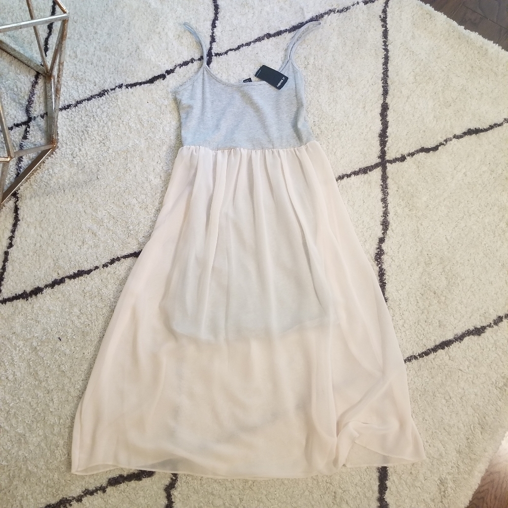 Forever 21 Gray Pink Babydoll Dress Small
